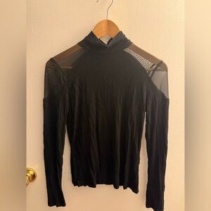 1. State Black Mesh Cold Shoulder Top